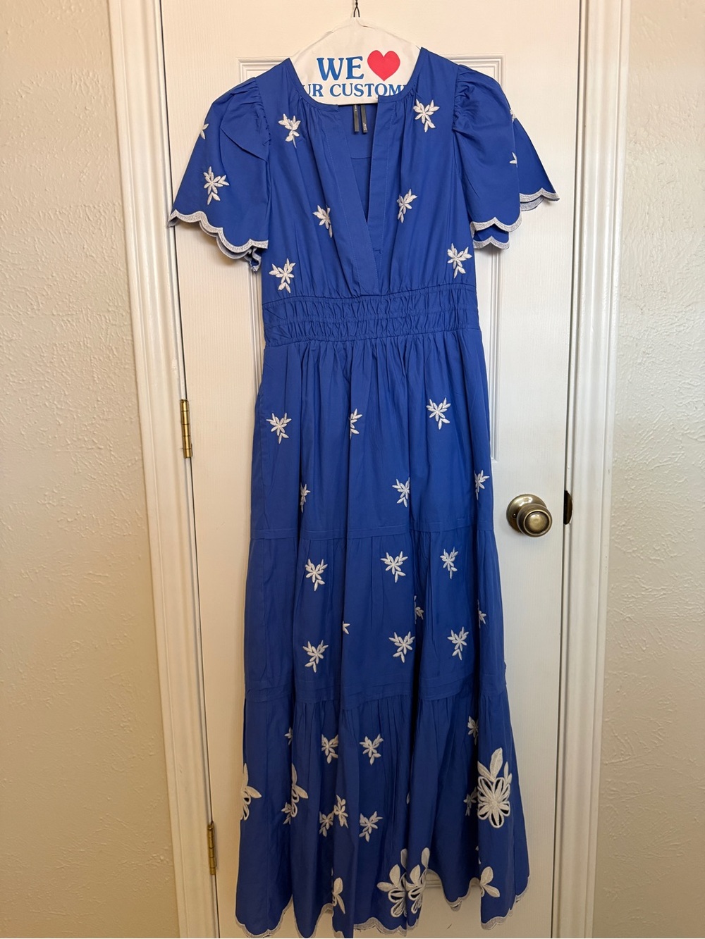 Anthropologie The somerset embroidered maxi dress blue XS